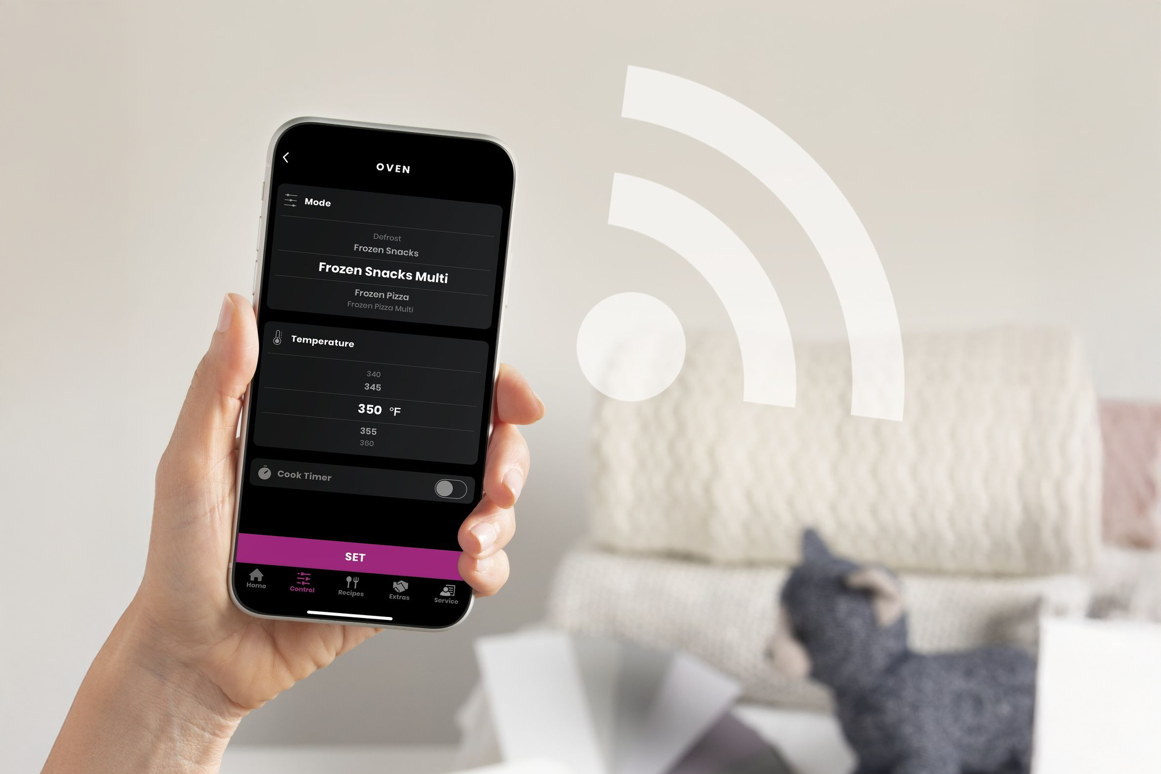 SmartHQ guided cooking on a GE Profile range.